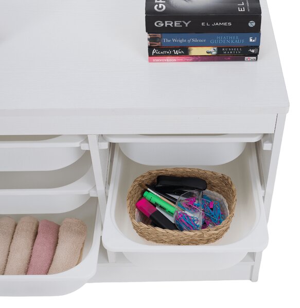 KONDELA Organizér s úložnými boxy, bílá, TRIMAL