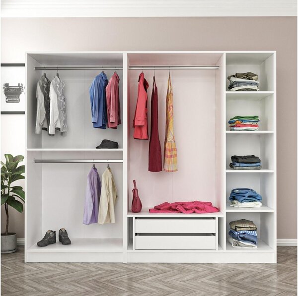 Šatní skříň Kalia 3805 (bílá). Akce -25%