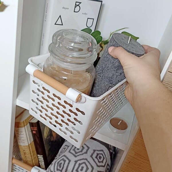 Úložný box s úchytkami - bílý