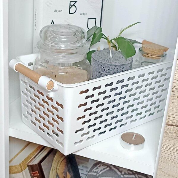 Úložný box s úchytkami - bílý