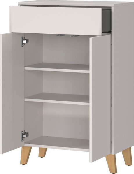 Krémová matná vysoká koupelnová skříňka 63x101 cm Arnea – Germania