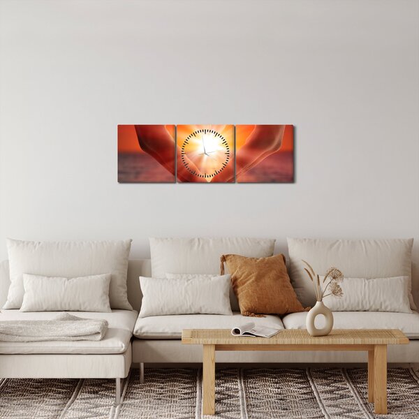 Obraz - Slunce v srdci (s hodinami) (90x30 cm)