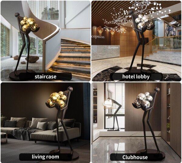 Immax 08808XL - Stojací lampa SILUETTE 6xE27/25W/230V 180 cm Human Ball