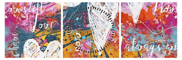 Obraz - Srdce na abstraktním pozadí (s hodinami) (90x30 cm)