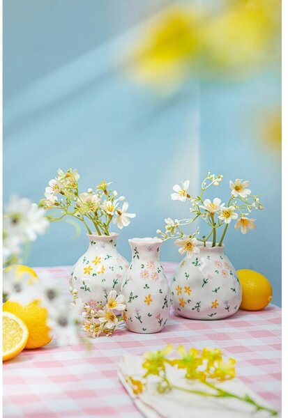 Krémové vázy v sadě 3 ks z kameniny (výška 10 cm) Ditsy Floral – Sass & Belle