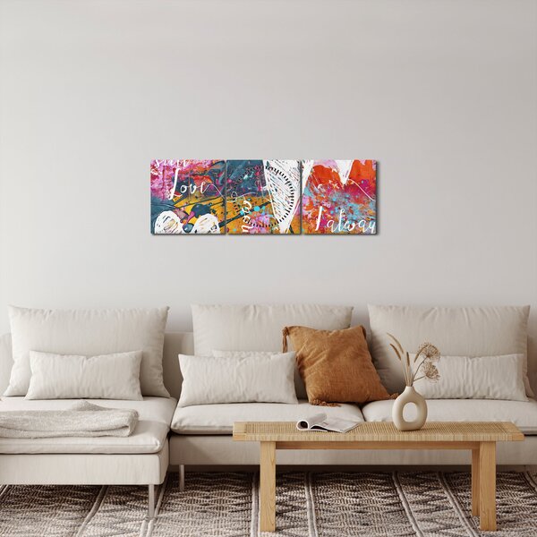 Obraz - Srdce na abstraktním pozadí (s hodinami) (90x30 cm)