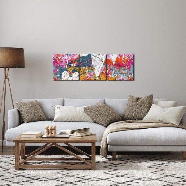 Obraz - Srdce na abstraktním pozadí (s hodinami) (90x30 cm)