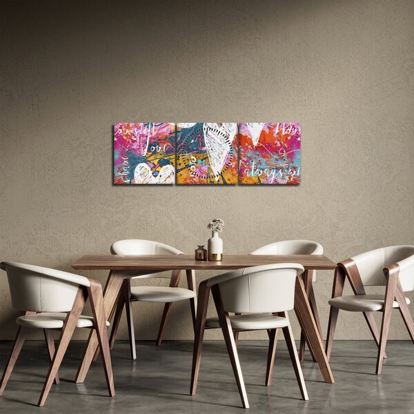 Obraz - Srdce na abstraktním pozadí (s hodinami) (90x30 cm)
