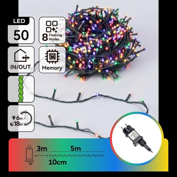 Aigostar - LED Venkovní vánoční řetěz 50xLED/8 funkcí 8m IP44 multicolor
