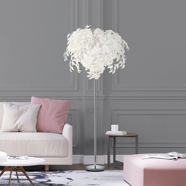Bílá stojací lampa Reality Leavy, výška 180 cm