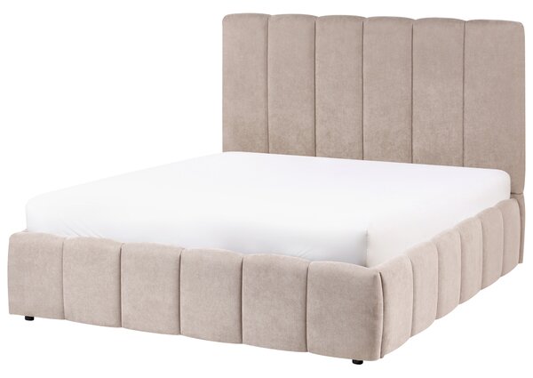 Postel s úložným prostorem VAUVERT Tkanina Taupe 140 x 200 cm
