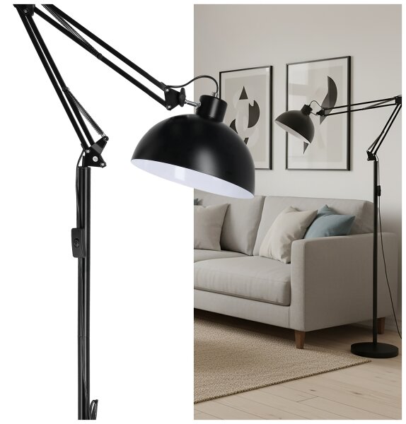 Brilagi - Flexibilní stojací lampa TASKER 1xE27/60W/230V 157 cm černá