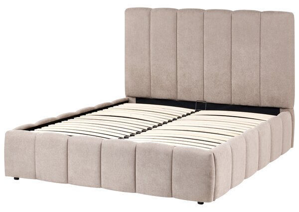 Postel s úložným prostorem VAUVERT Tkanina Taupe 140 x 200 cm