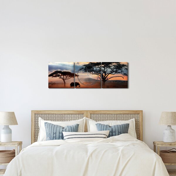 Obraz - Národní park Serengeti, Tanzánie, Afrika (s hodinami) (90x30 cm)