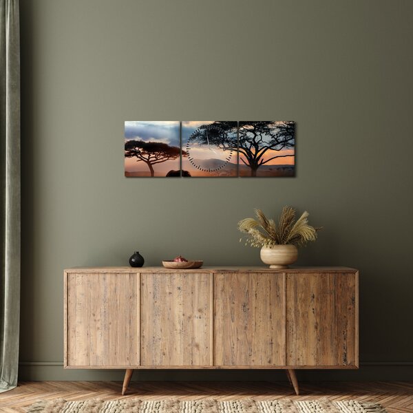 Obraz - Národní park Serengeti, Tanzánie, Afrika (s hodinami) (90x30 cm)