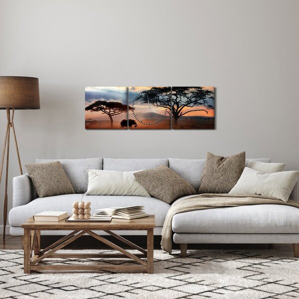 Obraz - Národní park Serengeti, Tanzánie, Afrika (s hodinami) (90x30 cm)