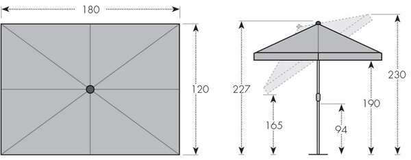 Doppler ACTIVE zahradní slunečník 180 x 120 cm žlutá