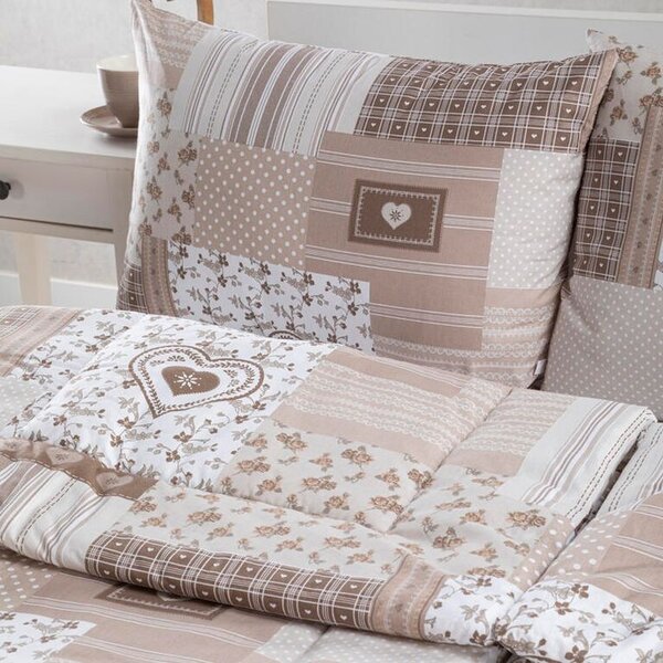 Letní sada peřiny a polštáře PATCHWORK, béžová