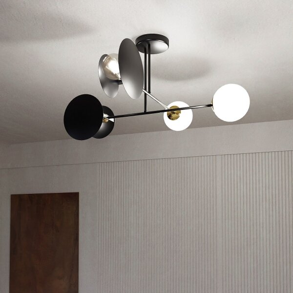 Lustr na tyči MINERVA 2xE27/15W + 2xE14/10W/230V černá