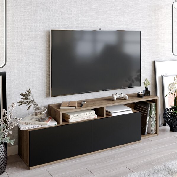 TV stolek/skříňka Neru (ořech + černá). Akce -25%