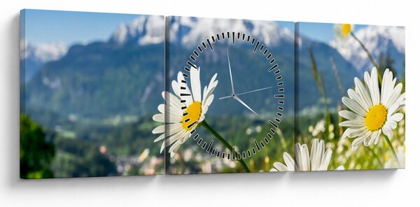 Obraz - Jaro v Alpách (s hodinami) (90x30 cm)