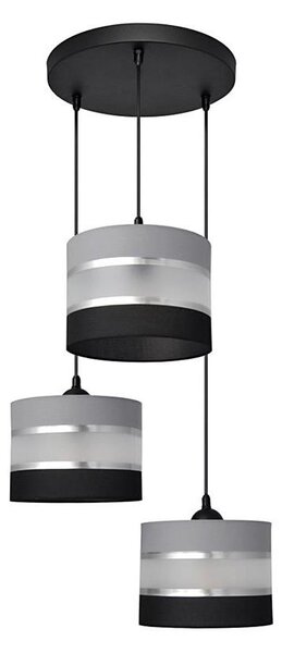 Lustr na lanku HELEN 3xE27/15W/230V černá/šedá/stříbrná