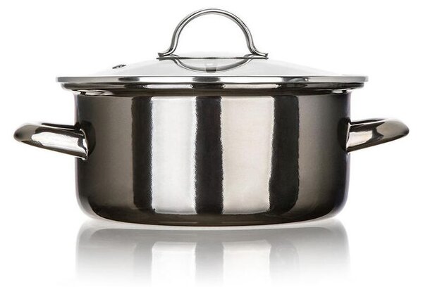Smaltovaný hrnec s poklicí METALLIC Black 2 l