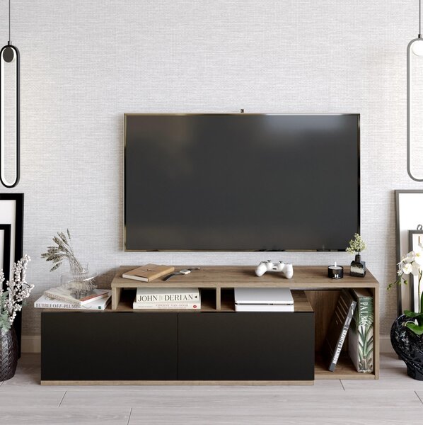 TV stolek/skříňka Neru (ořech + černá). Akce -25%