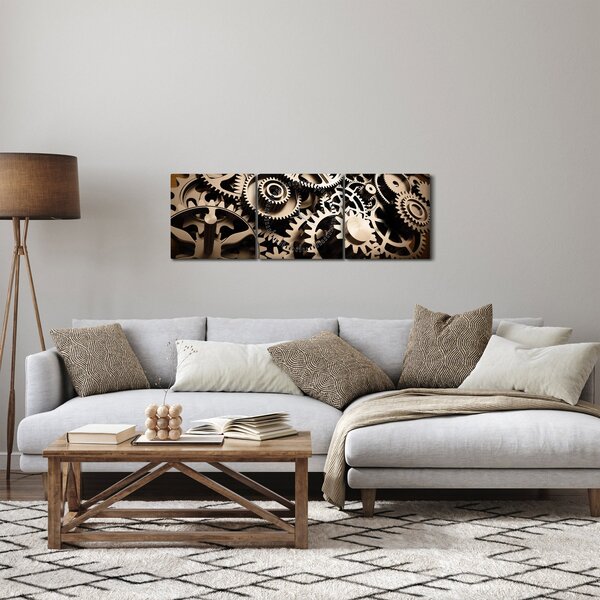Obraz - Hodinové součástky (s hodinami) (90x30 cm)