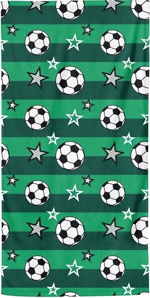 Carbotex Dětská plážová osuška FOTBAL, zelená, froté, 70x140cm