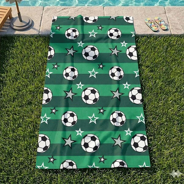 Carbotex Dětská plážová osuška FOTBAL, zelená, froté, 70x140cm