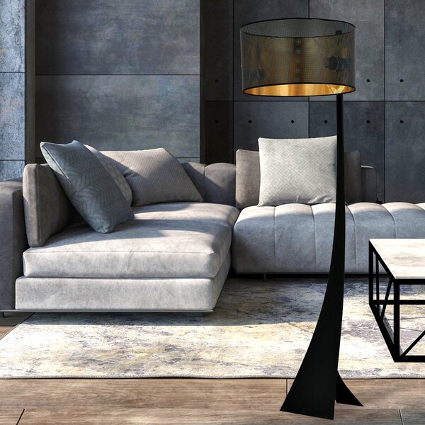 Emibig Estrella stojací lampa 1x15 W černá-zlatá 1156/LP1