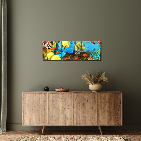 Obraz - Barevný korálový útes (s hodinami) (90x30 cm)