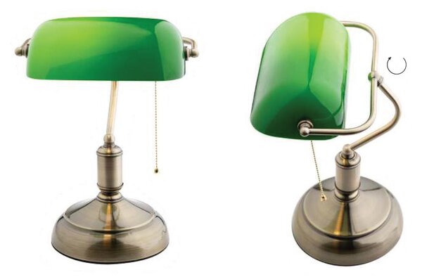ACA DECOR PRESTIGE stolní lampa 1xE27/60W/230V mosaz/zelená