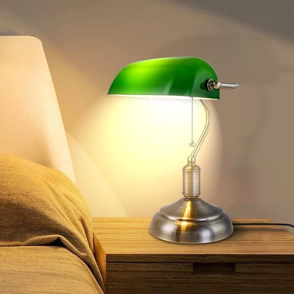 ACA DECOR PRESTIGE stolní lampa 1xE27/60W/230V mosaz/zelená