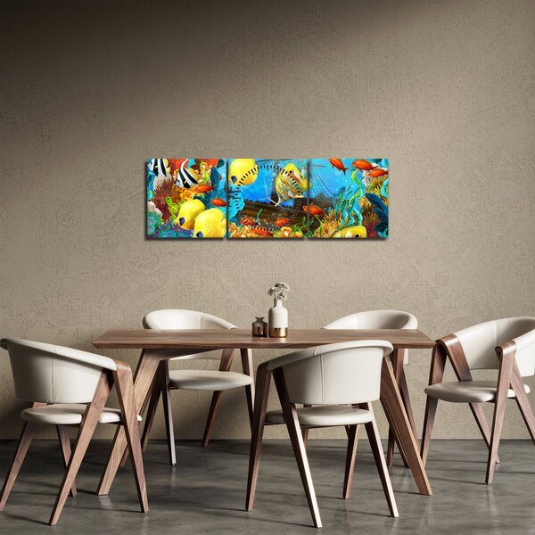 Obraz - Barevný korálový útes (s hodinami) (90x30 cm)