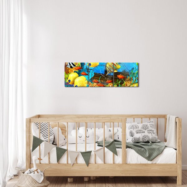 Obraz - Barevný korálový útes (s hodinami) (90x30 cm)