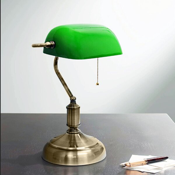 ACA DECOR PRESTIGE stolní lampa 1xE27/60W/230V mosaz/zelená