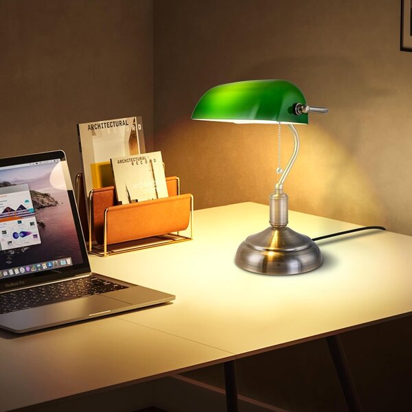 ACA DECOR PRESTIGE stolní lampa 1xE27/60W/230V mosaz/zelená