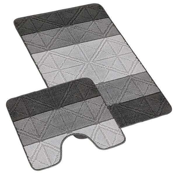 Bellatex Koupelnová předložka BANY, TROJÚHELNÍKY ŠEDÉ 60x50cm na WC
