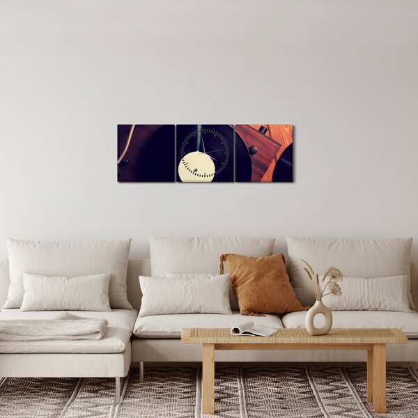 Obraz gramofonových desek (s hodinami) (90x30 cm)