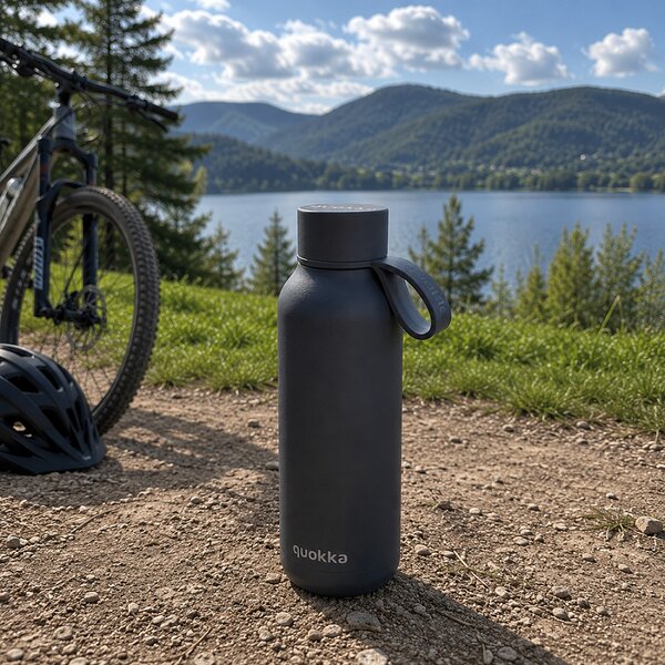 Nerezová termoláhev s poutkem Solid, 510ml, Quokka, slate