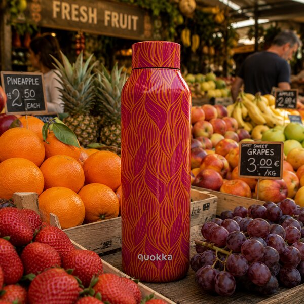 Nerezová termoláhev Solid, 630ml, Quokka, orange bloom