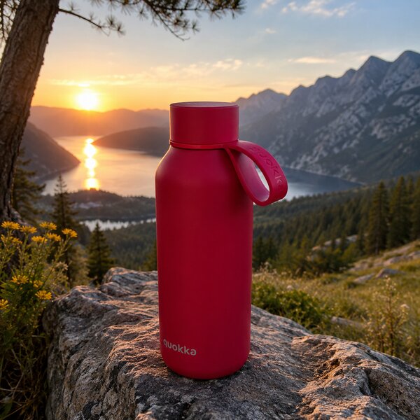 Nerezová termoláhev s poutkem Solid, 510ml, Quokka, červená