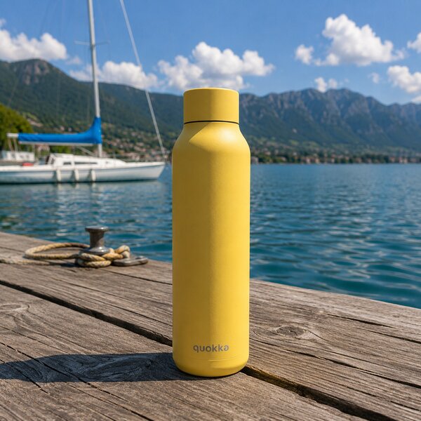Nerezová termoláhev Solid Powder, 630ml, Quokka, světle žlutá