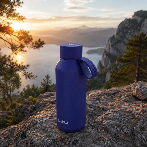 Nerezová termoláhev s poutkem Solid, 510ml, Quokka, modrá