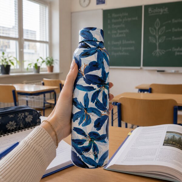 Nerezová termoláhev Solid, 630ml, Quokka, blue hibiscus