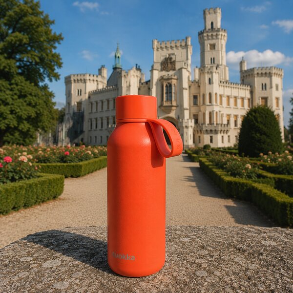 Nerezová termoláhev s poutkem Solid, 510ml, Quokka, oranžová