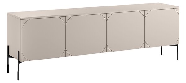 Moderní TV skříňka Sonatia 200 cm se čtyřmi dveřmi na kovových nožkách - kašmír
