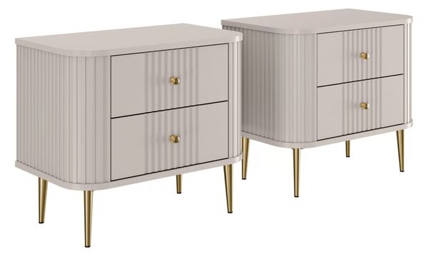 Set nočních stolků Vesper 56 cm - kašmírová / zlaté nohy